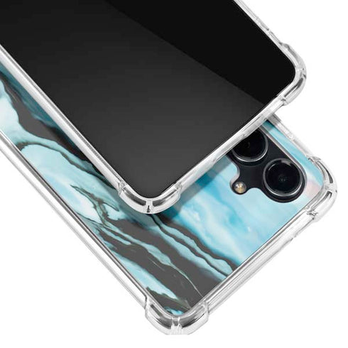 Aqua Blue Marble Ink Galaxy S23 FE Clear Case